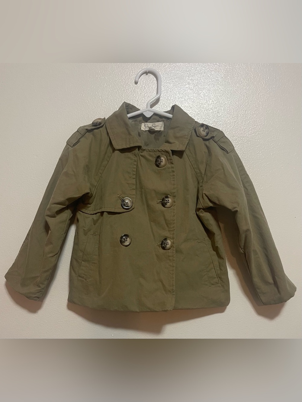 Jessica Simpson Army Green Double-Breasted Pea Coat for Kids